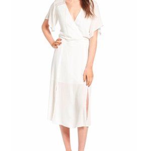 Leith Surplice Wrap Midi Dress, Colour Ivory Cloud, Size XS